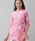 Pink printed viscose rayon tunics