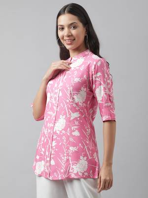 Pink printed viscose rayon tunics 3