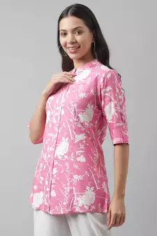 Pink printed viscose rayon tunics