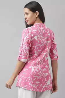 Pink printed viscose rayon tunics