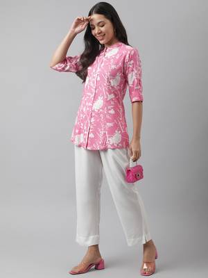 Pink printed viscose rayon tunics 5