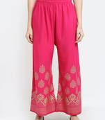 TAG 7 WOMEN PINK GOLD FOIL PRINT FLARED PALAZZO