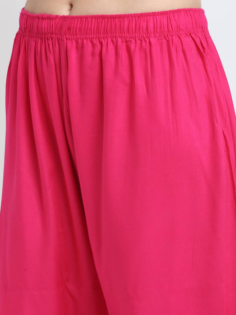 TAG 7 WOMEN PINK GOLD FOIL PRINT FLARED PALAZZO