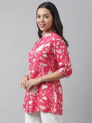 Pink printed viscose rayon tunics 3