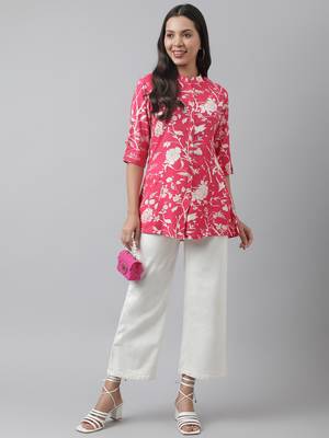Pink printed viscose rayon tunics 5