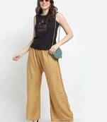 TAG 7 WOMEN BEIGE SOLID FLARED PALAZZO