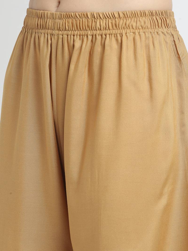 TAG 7 WOMEN BEIGE SOLID FLARED PALAZZO