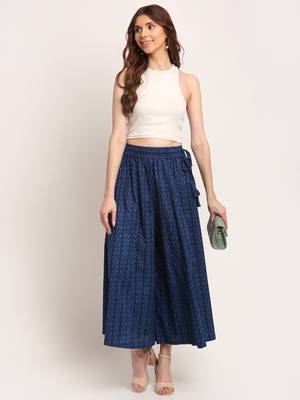 INDIGO FLORAL PRINT FLARED PALAZZO 2