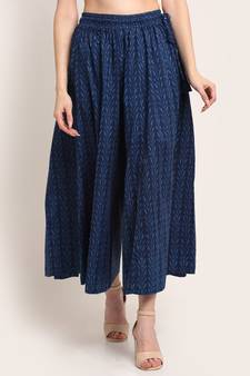 INDIGO FLORAL PRINT FLARED PALAZZO