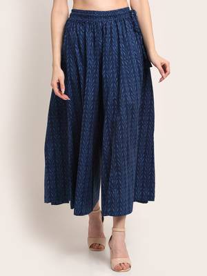 INDIGO FLORAL PRINT FLARED PALAZZO 1