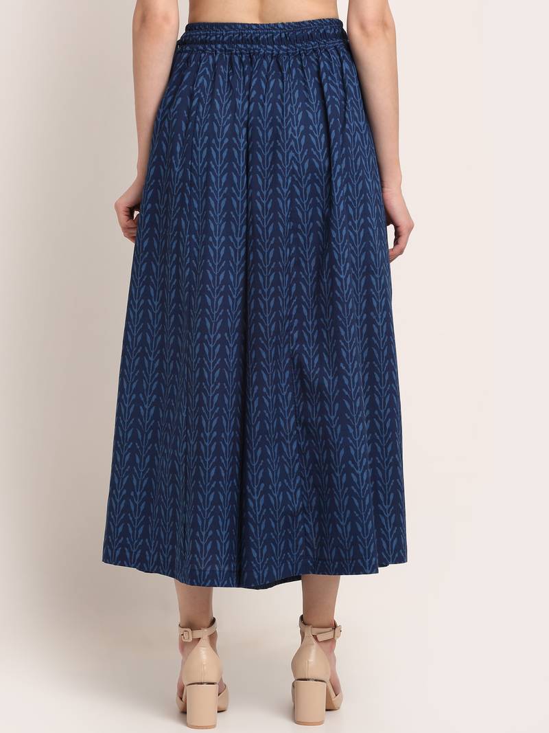 INDIGO FLORAL PRINT FLARED PALAZZO