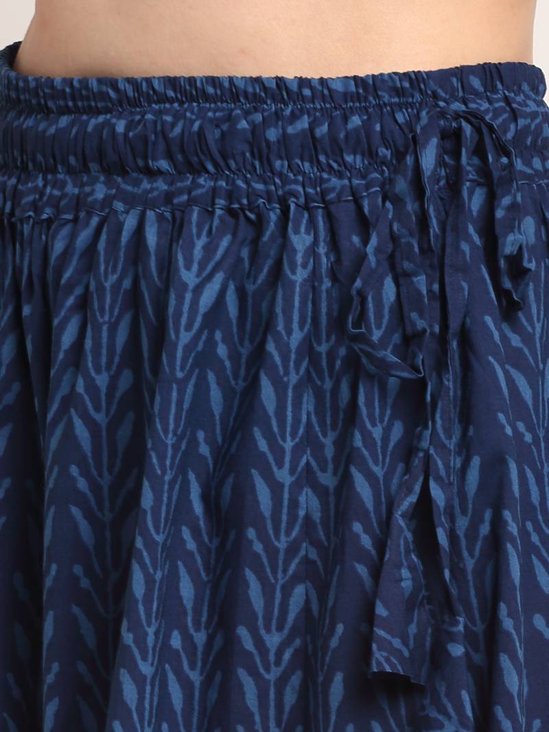 INDIGO FLORAL PRINT FLARED PALAZZO