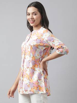Lavender printed viscose rayon tunics 3