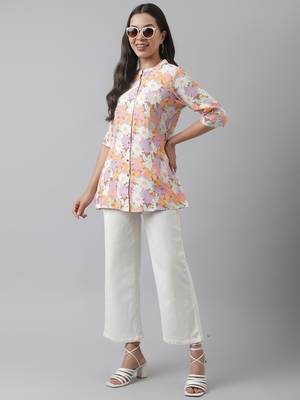 Lavender printed viscose rayon tunics 5
