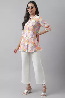 Lavender printed viscose rayon tunics