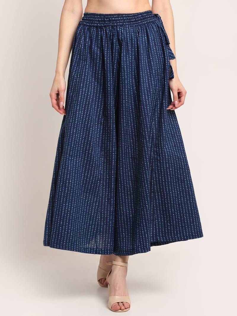 INDIGO FLORAL PRINT FLARED PALAZZO