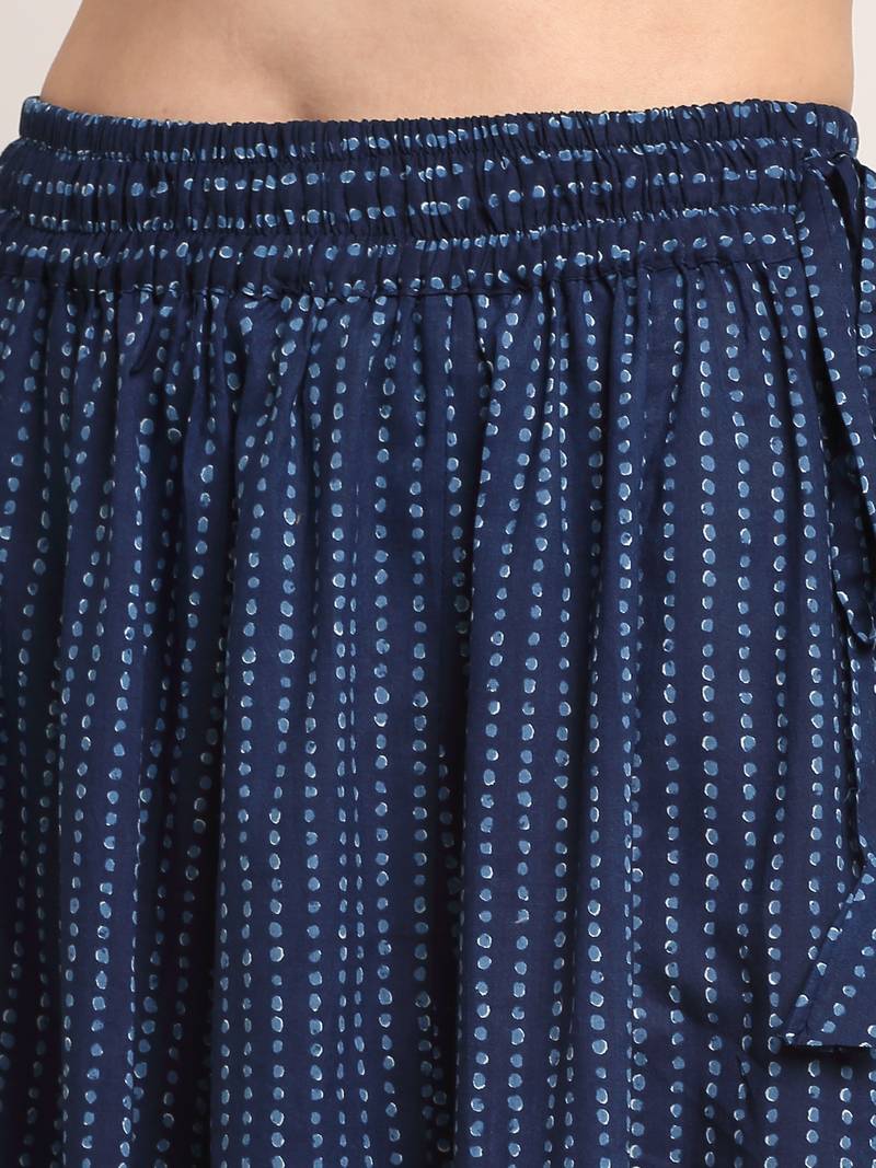 INDIGO FLORAL PRINT FLARED PALAZZO