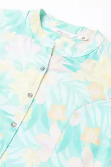 Sea-green printed viscose rayon tunics