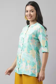 Sea-green printed viscose rayon tunics