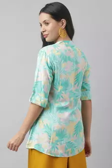 Sea-green printed viscose rayon tunics