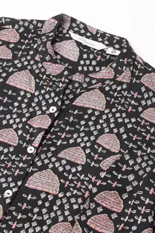 Black printed viscose rayon tunics