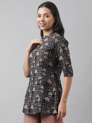 Black printed viscose rayon tunics 3