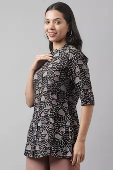 Black printed viscose rayon tunics