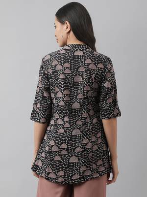 Black printed viscose rayon tunics 4