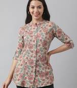 Beige printed viscose rayon tunics