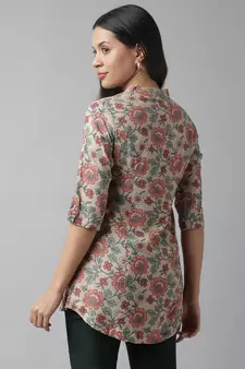 Beige printed viscose rayon tunics