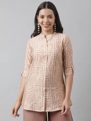 Beige printed modal tunics 1