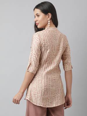 Beige printed modal tunics 4