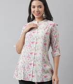 Cream printed viscose rayon tunics