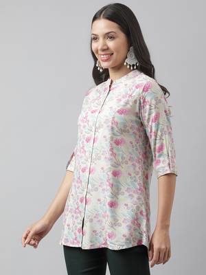 Cream printed viscose rayon tunics 3
