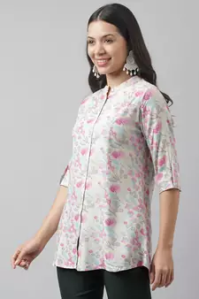 Cream printed viscose rayon tunics