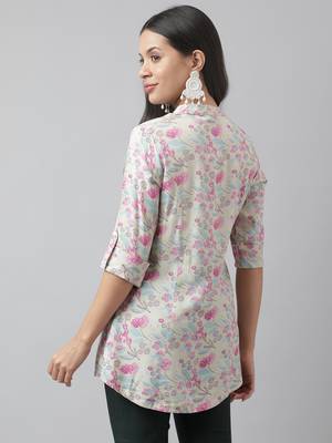 Cream printed viscose rayon tunics 4