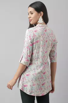 Cream printed viscose rayon tunics