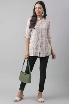 Cream printed viscose rayon tunics