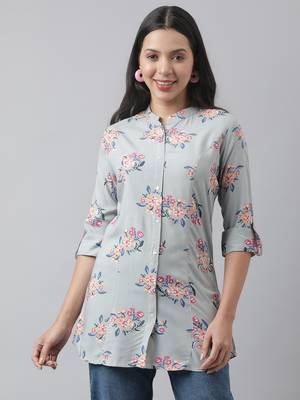 Grey printed viscose rayon tunics 1
