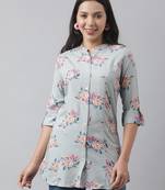 Grey printed viscose rayon tunics