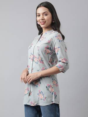 Grey printed viscose rayon tunics 3