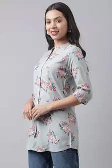 Grey printed viscose rayon tunics