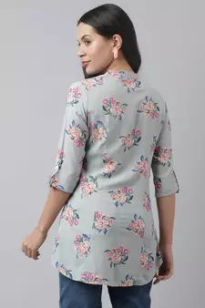 Grey printed viscose rayon tunics
