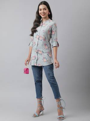 Grey printed viscose rayon tunics 5