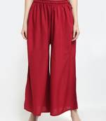 TAG 7 WOMEN MAROON EXCESS FLARED RAYON PALAZZO
