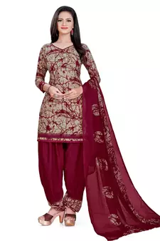 Maroon printed rayon salwar