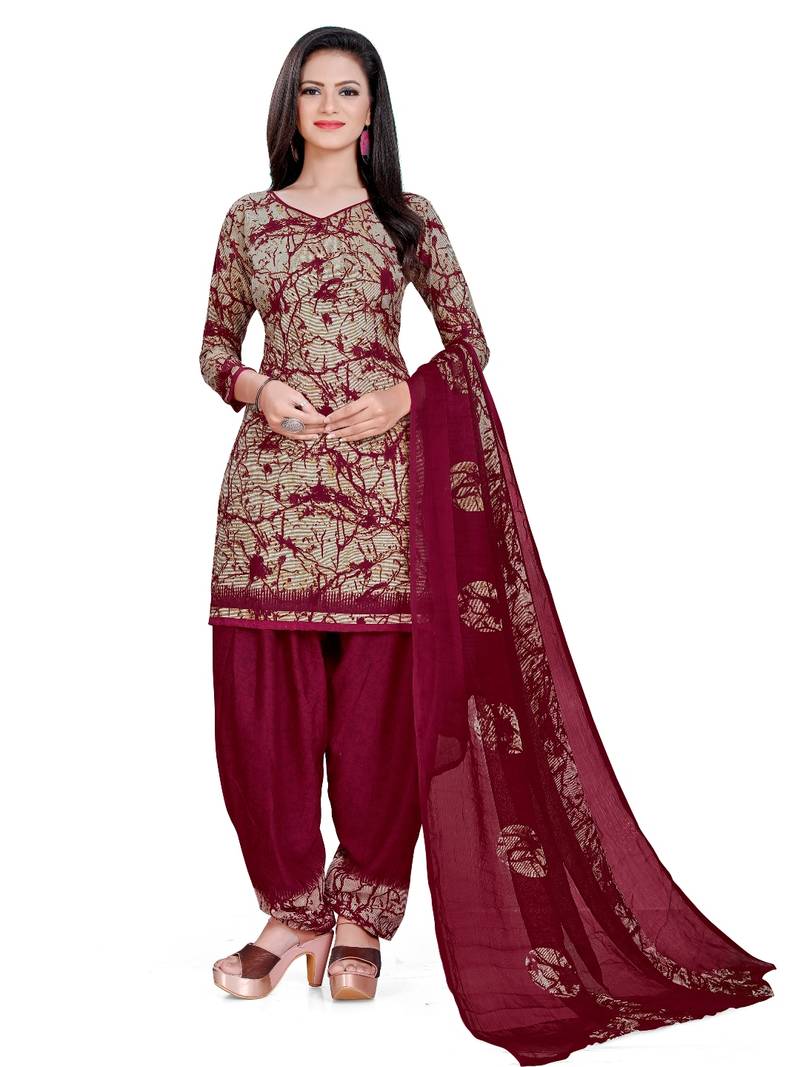 Maroon printed rayon salwar