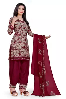 Maroon printed rayon salwar