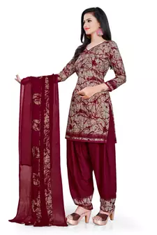 Maroon printed rayon salwar