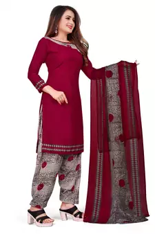 Maroon printed rayon salwar